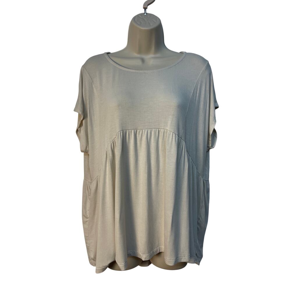 Paper Moon Beige Babydoll Empire Waist Short Sleeve Top CT4906 Size M